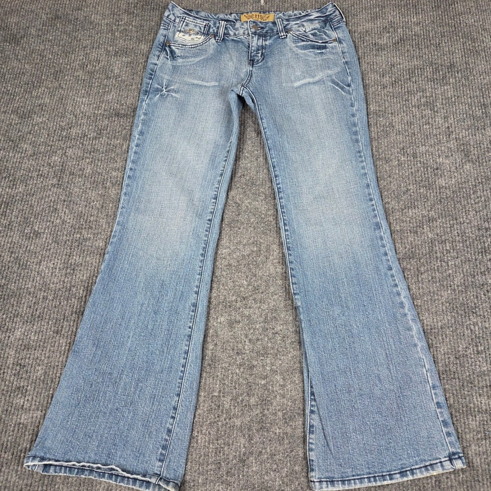 Hint Jeans Womens Size 9 Light Wash Low Rise Flare Leg Denim Blue 261049